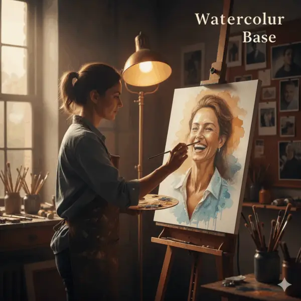 Gemini_Generated_Image_n9cvmyn9cvmyn9cv Framed Commisioned Single Portrait - Water Colour